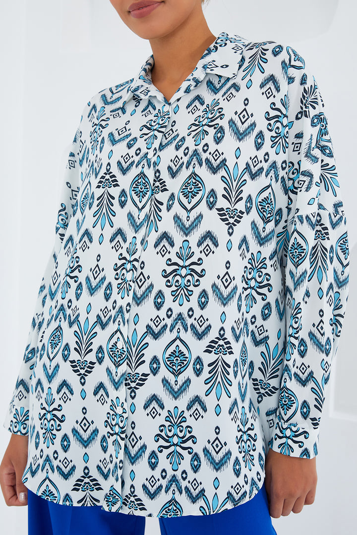 Bigdart Chemise Satinée Oversize Imprimée Femme 3985 - Menthe