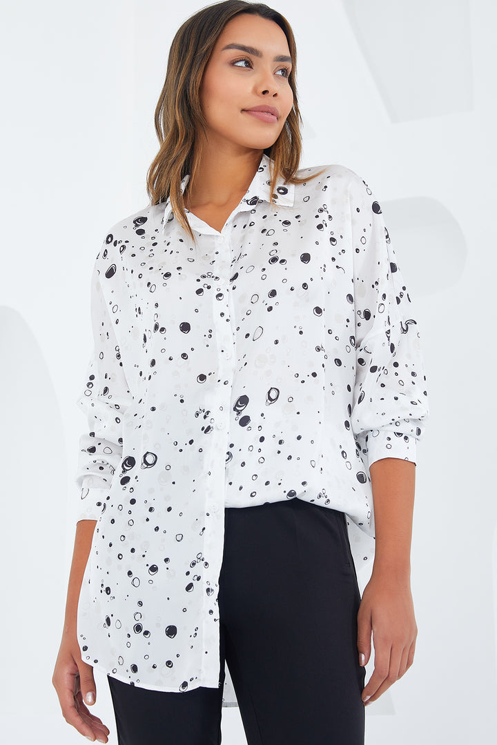 Bigdart Chemise en satin oversize à motifs noir et blanc pour femme 3985