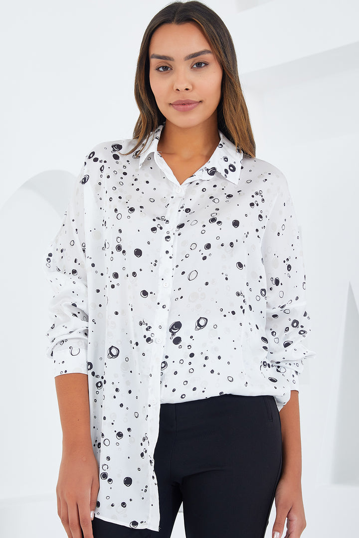 Bigdart Chemise en satin oversize à motifs noir et blanc pour femme 3985