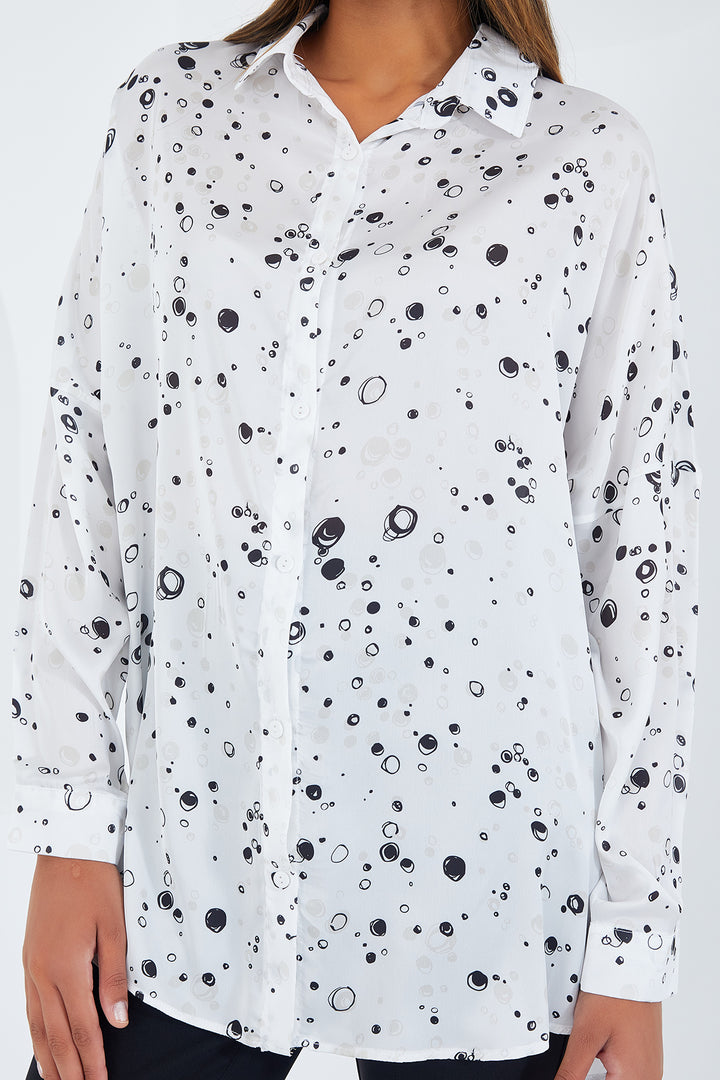 Bigdart Chemise en satin oversize à motifs noir et blanc pour femme 3985