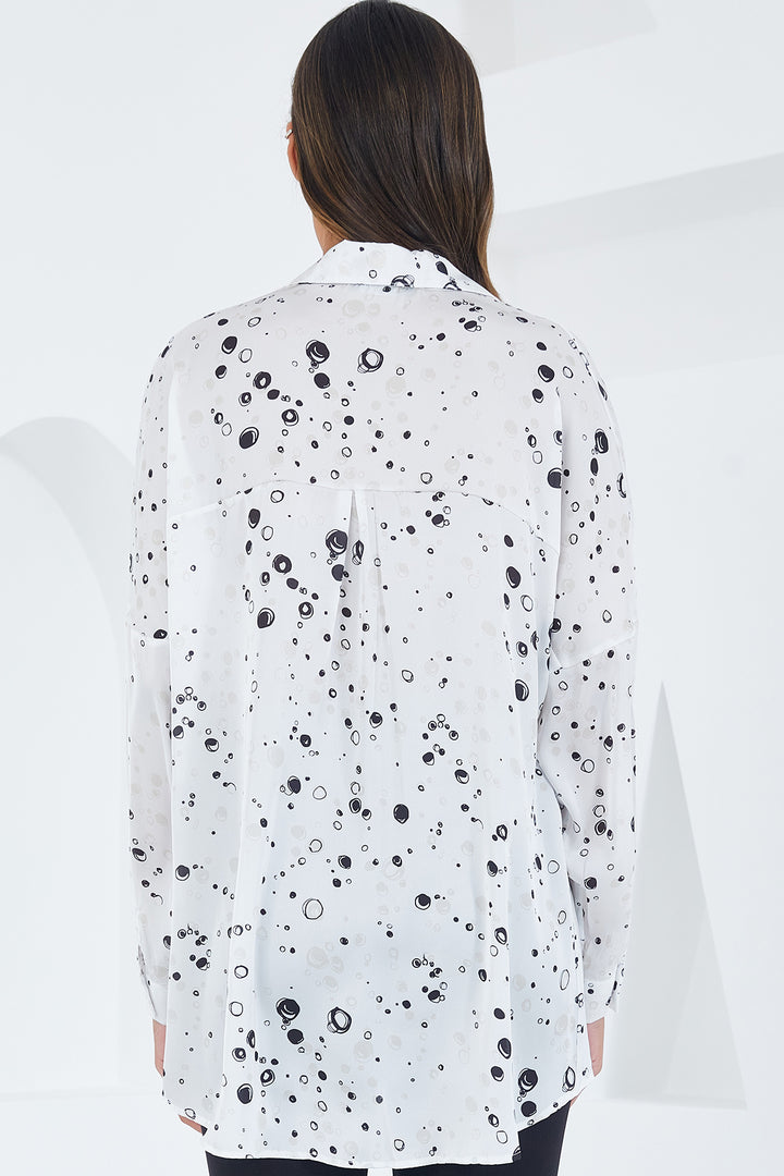Bigdart Chemise en satin oversize à motifs noir et blanc pour femme 3985
