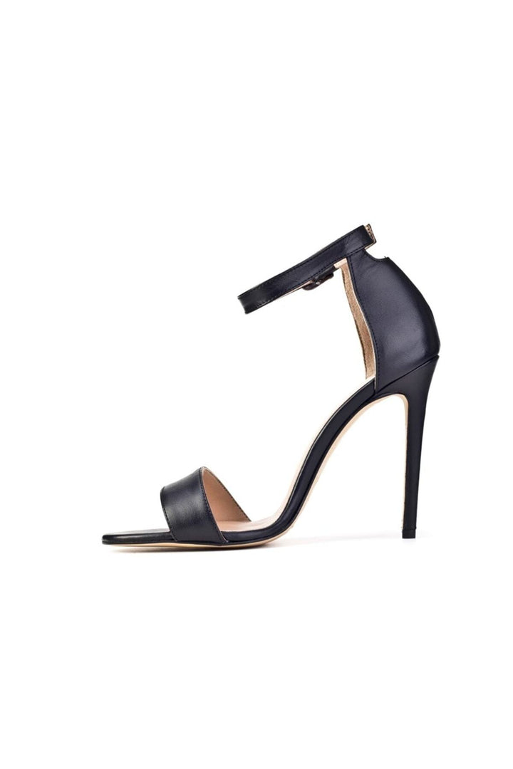 Cabani Shoes Chaussures à talons pour femmes en cuir véritable noir avec détail de boucle. - Multicolore