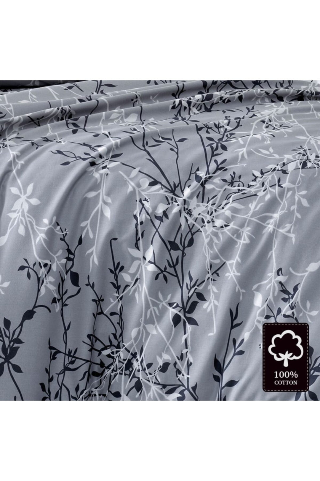 Maxhomen Ensemble de literie double Jardin Gris