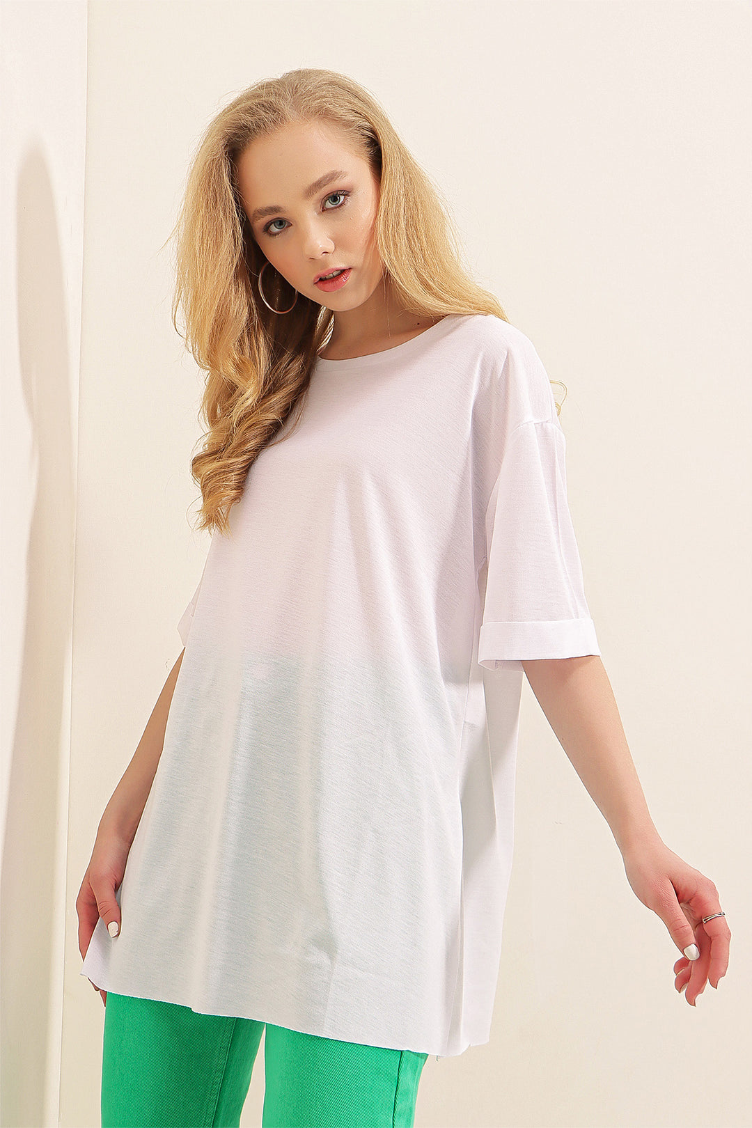 Bigdart 4123 T-shirt oversize avec fente - Blanc