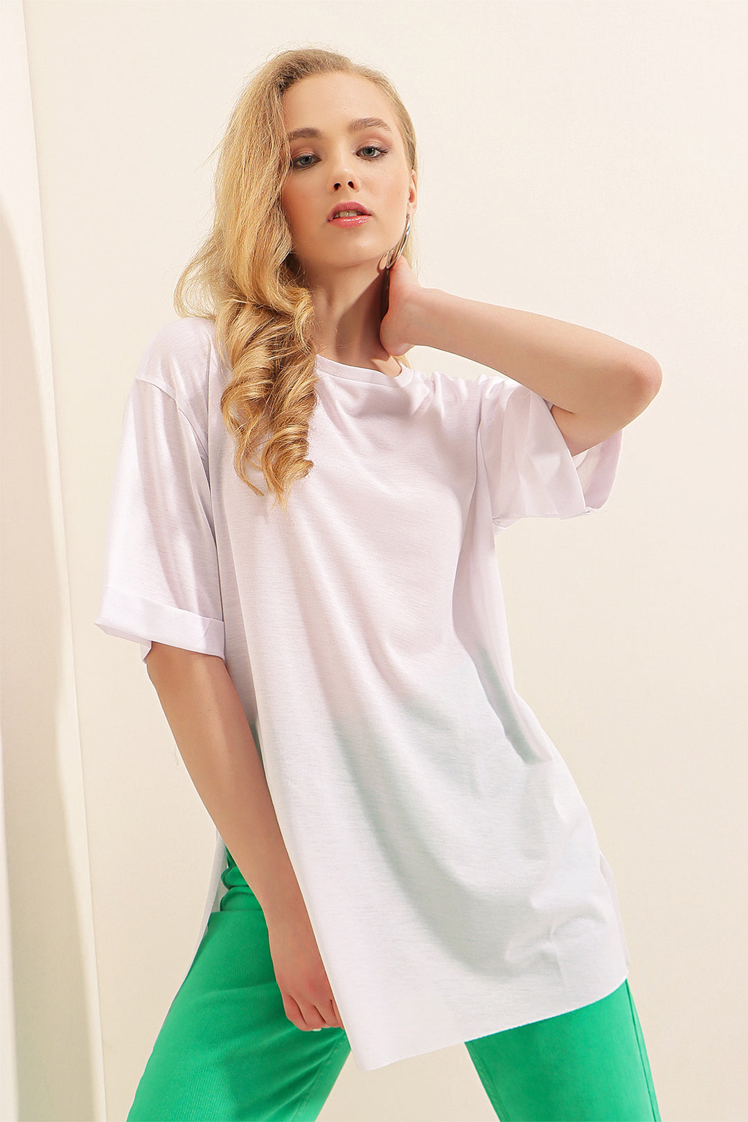 Bigdart 4123 T-shirt oversize avec fente - Blanc