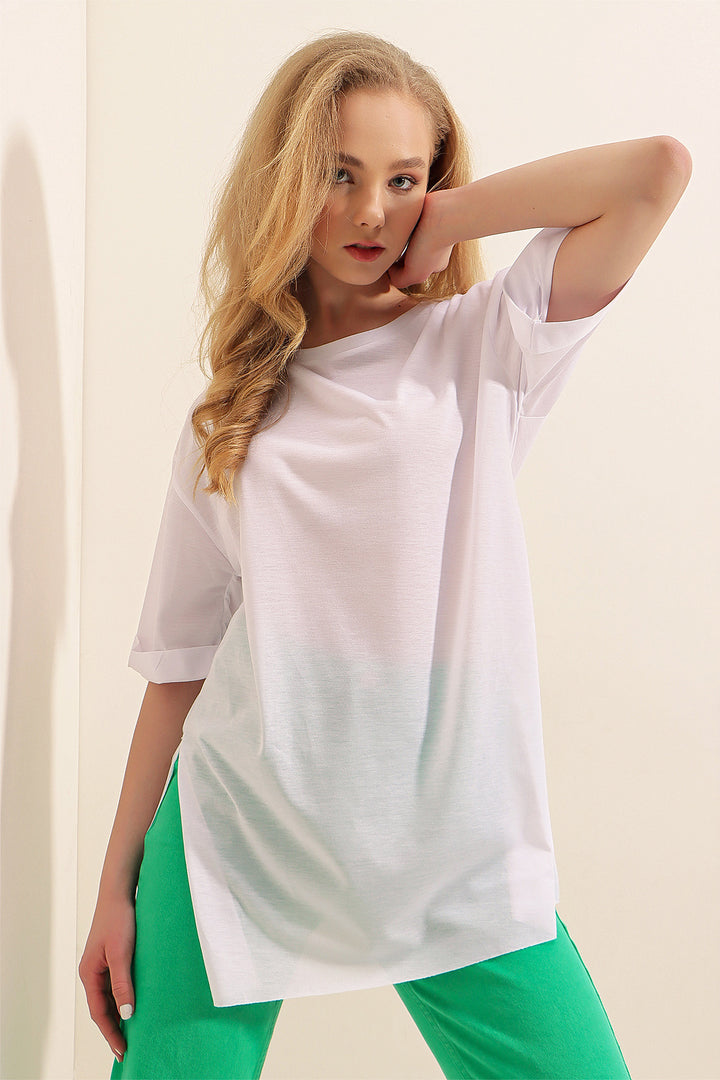 Bigdart 4123 T-shirt oversize avec fente - Blanc