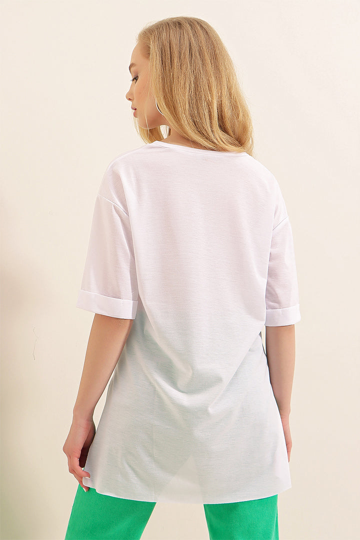 Bigdart 4123 T-shirt oversize avec fente - Blanc