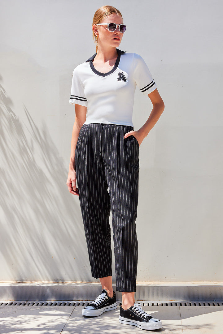 Bigdart 4320 Blouse en tricot basique à col polo - Blanc