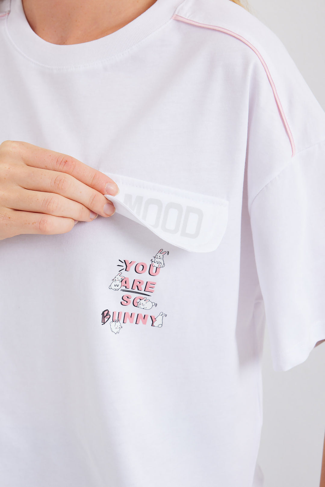 Bigdart 4321 T-shirt Oversize Détail de Poche - Blanc