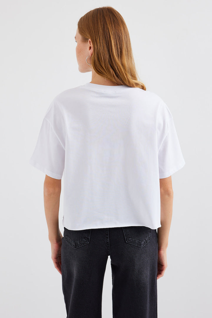 Bigdart 4321 T-shirt Oversize Détail de Poche - Blanc