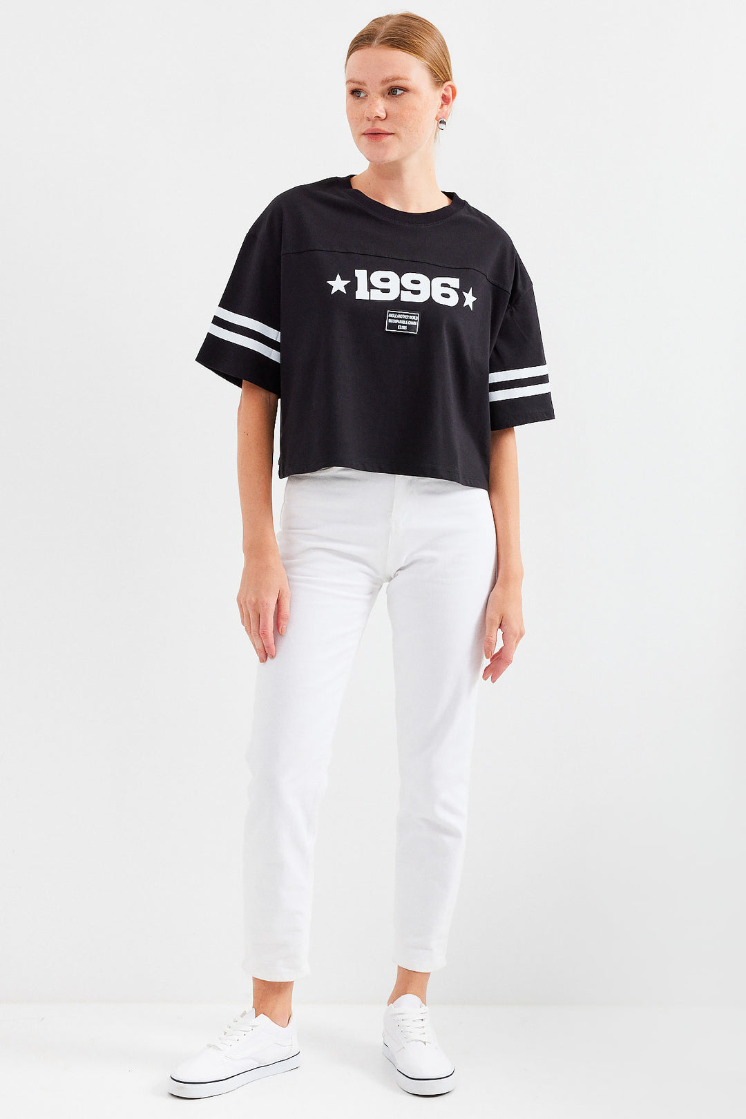 Bigdart 4322 T-shirt basique oversize imprimé - Noir
