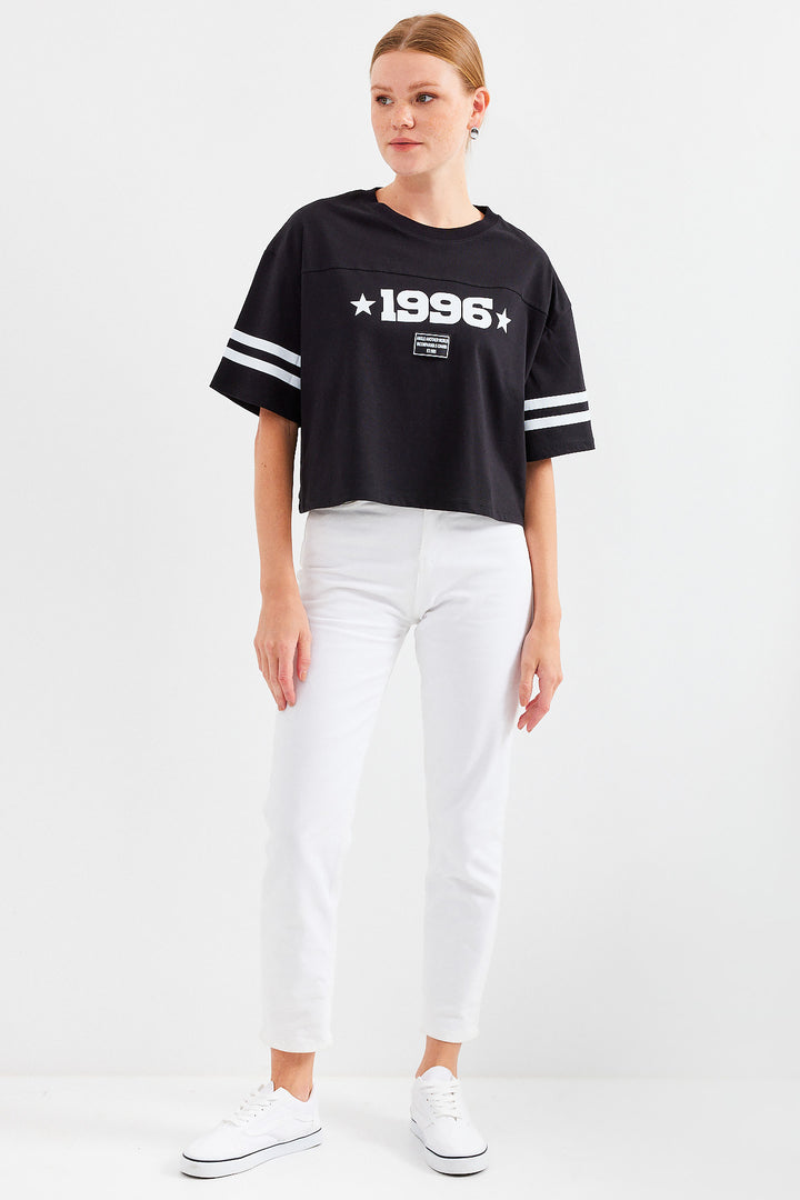 Bigdart 4322 T-shirt basique oversize imprimé - Noir