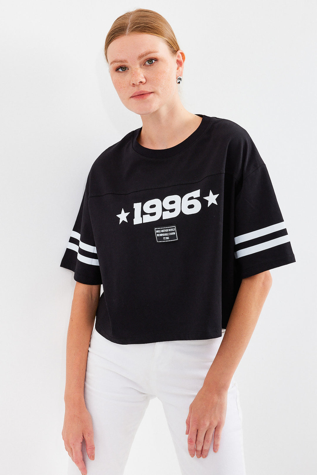 Bigdart 4322 T-shirt basique oversize imprimé - Noir