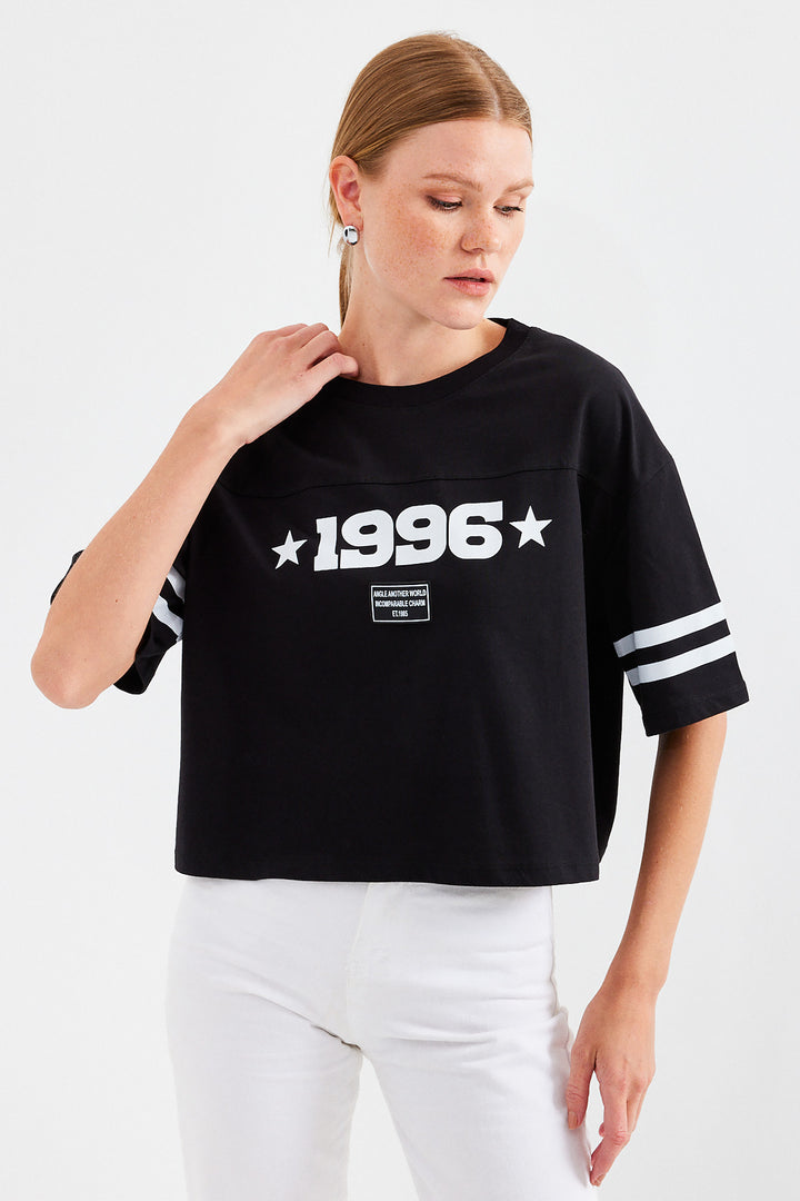 Bigdart 4322 T-shirt basique oversize imprimé - Noir