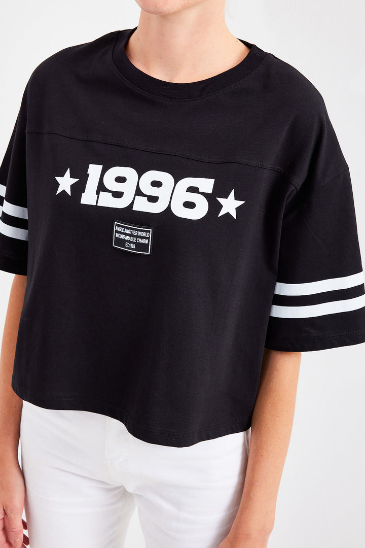 Bigdart 4322 T-shirt basique oversize imprimé - Noir