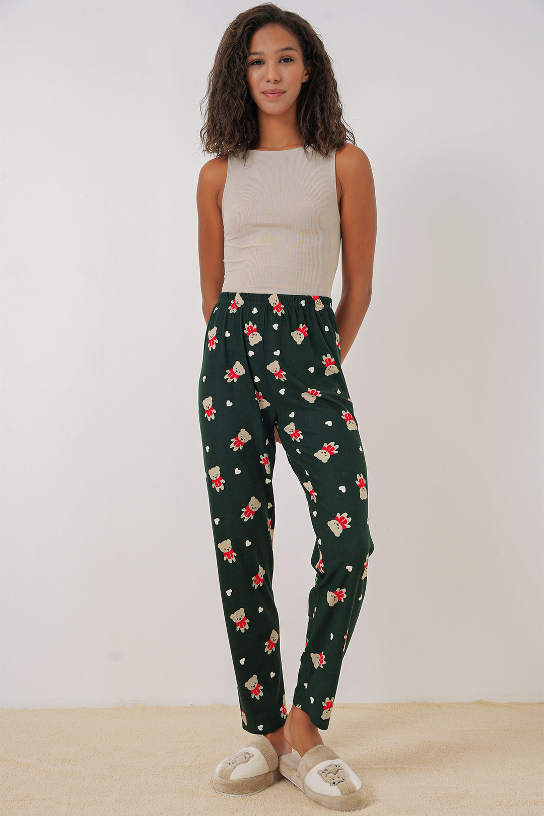 Bigdart 4323 Bas de pyjama à motifs - Vert émeraude clair