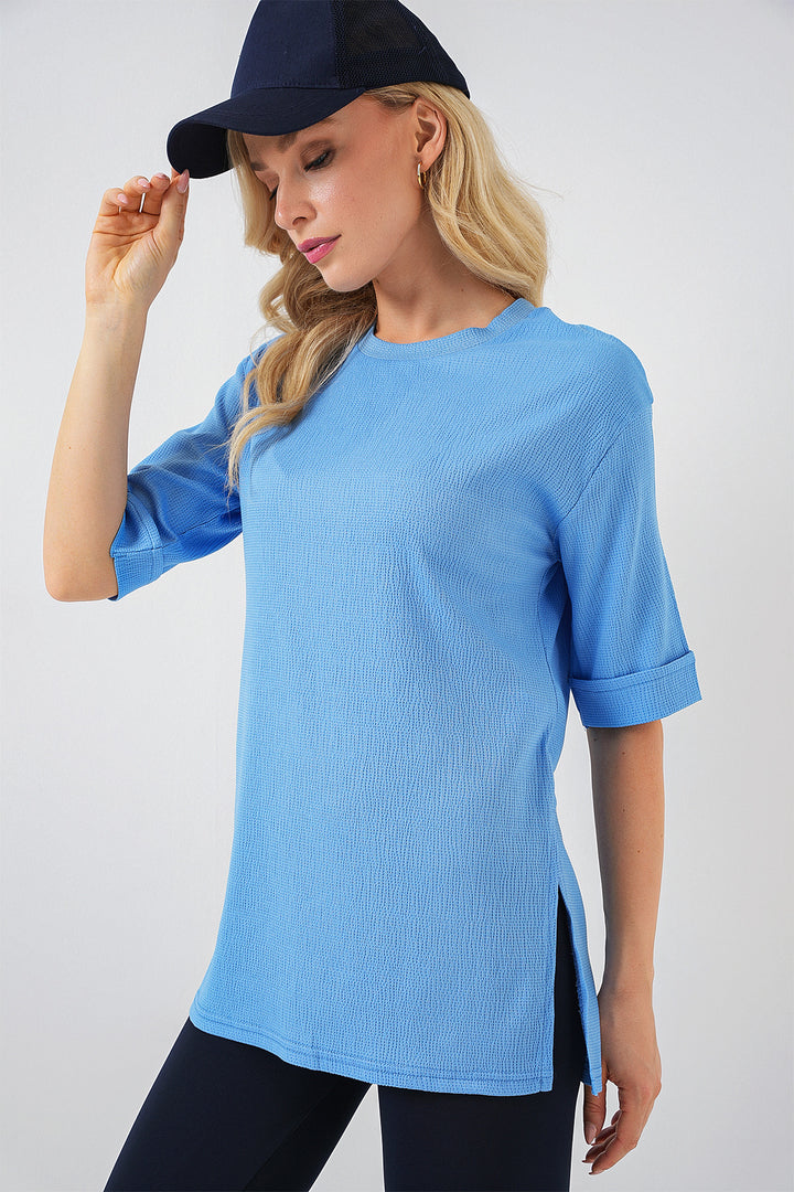 Bigdart T-shirt tricoté avec fente latérale 4332 - B.Bleu