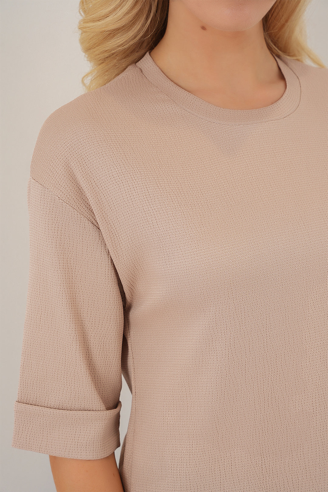 Bigdart 4332 T-shirt tricoté avec fente sur le côté - Biscuit