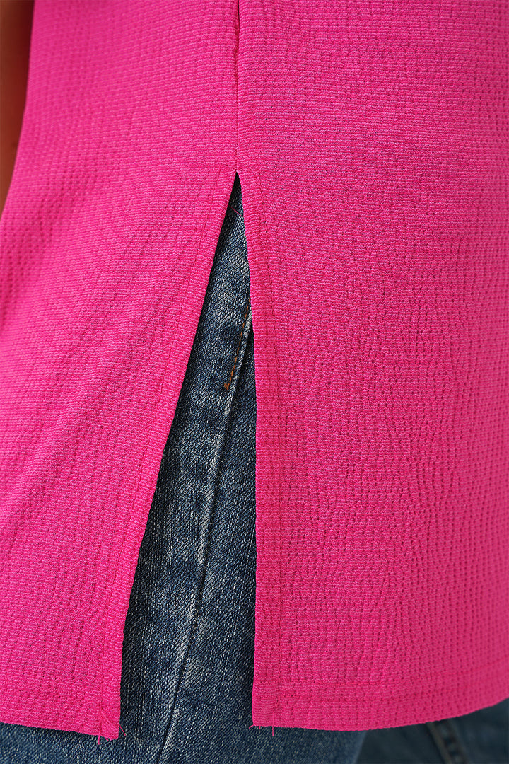 Bigdart 4332 T-shirt tricoté avec fente sur le côté - Fuchsia
