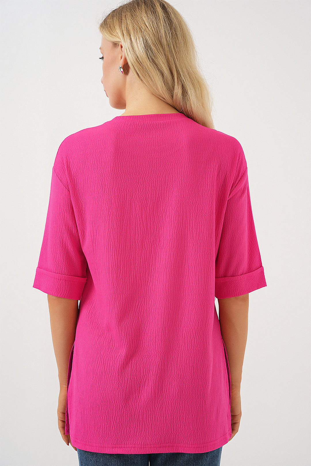 Bigdart 4332 T-shirt tricoté avec fente sur le côté - Fuchsia