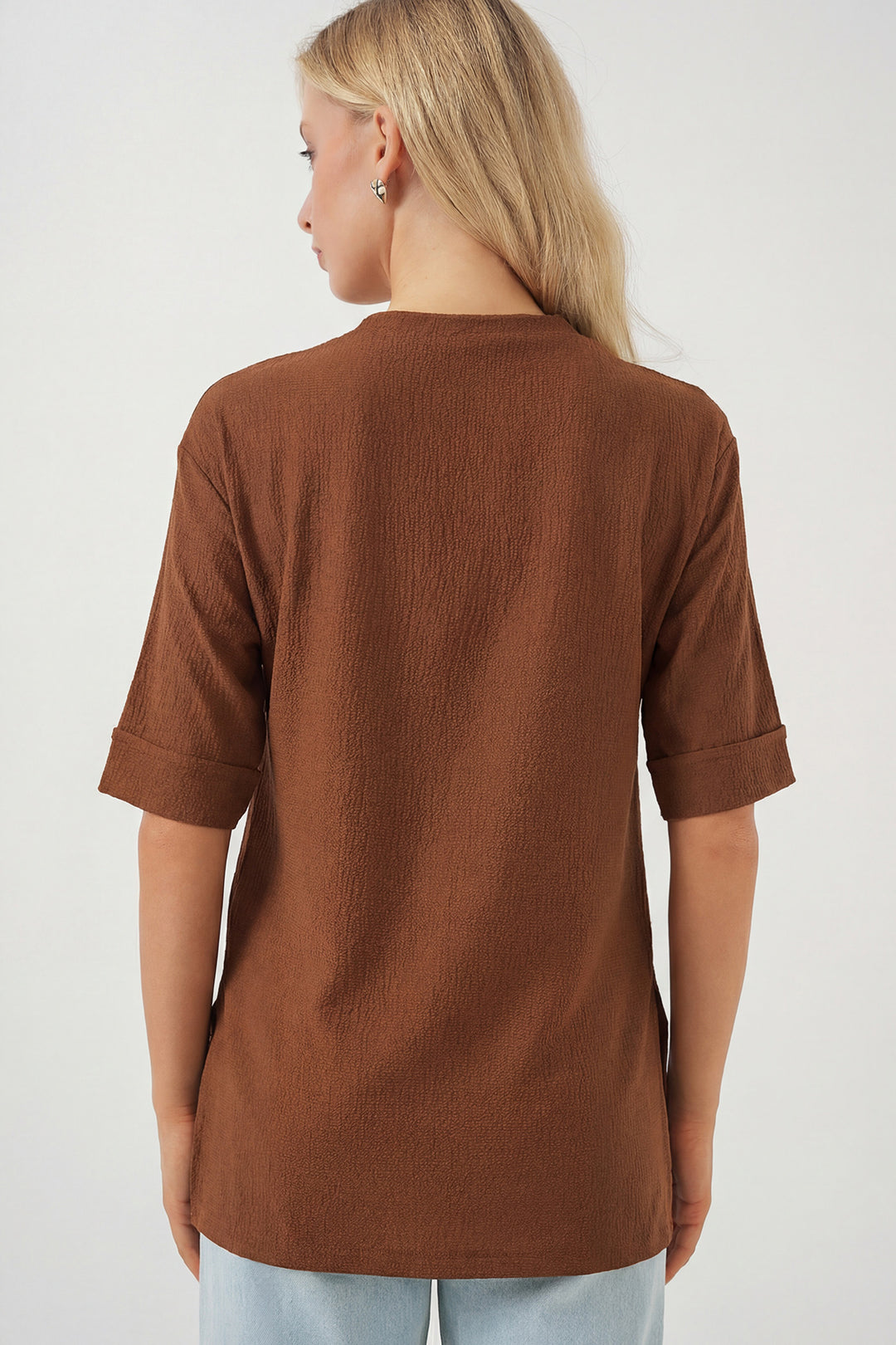 Bigdart T-shirt en tricot avec fente sur le côté 4332 - Marron
