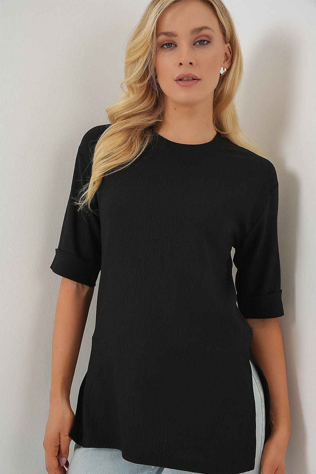 Bigdart 4332 T-shirt Tricoté à Fente Latérale - Noir