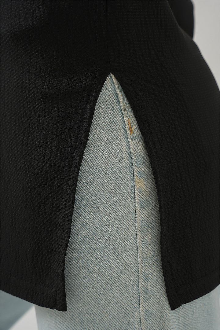Bigdart 4332 T-shirt tricoté avec fente sur le côté - Noir