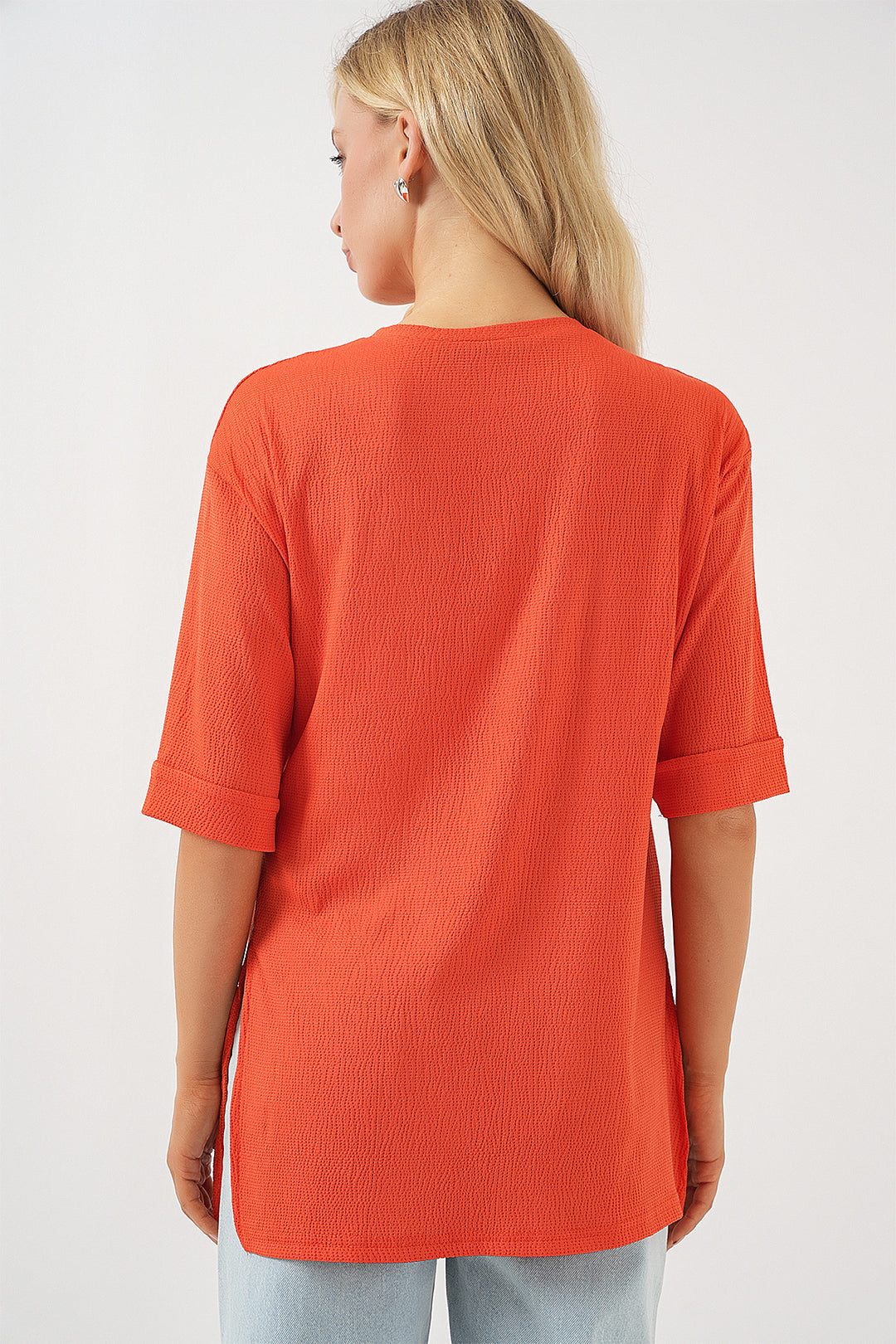 Bigdart 4332 T-shirt tricoté avec fente sur le côté - Orange