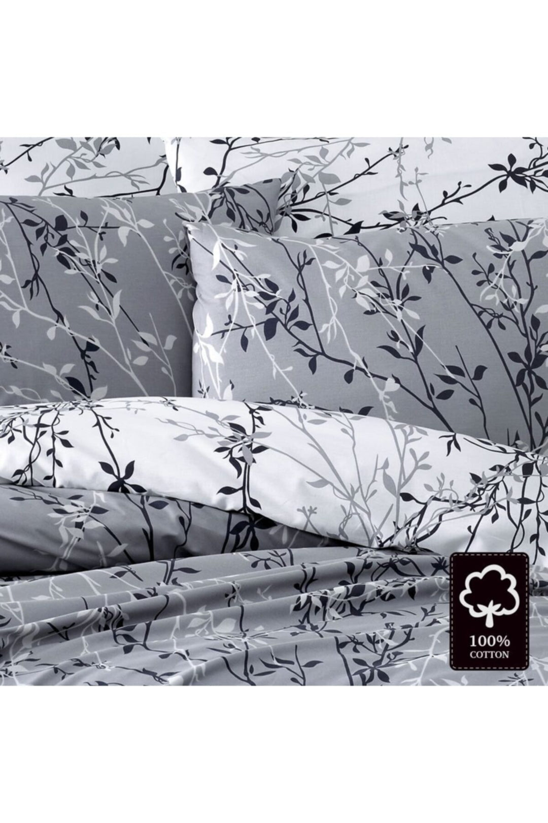 Maxhomen Ensemble de literie double Jardin Gris