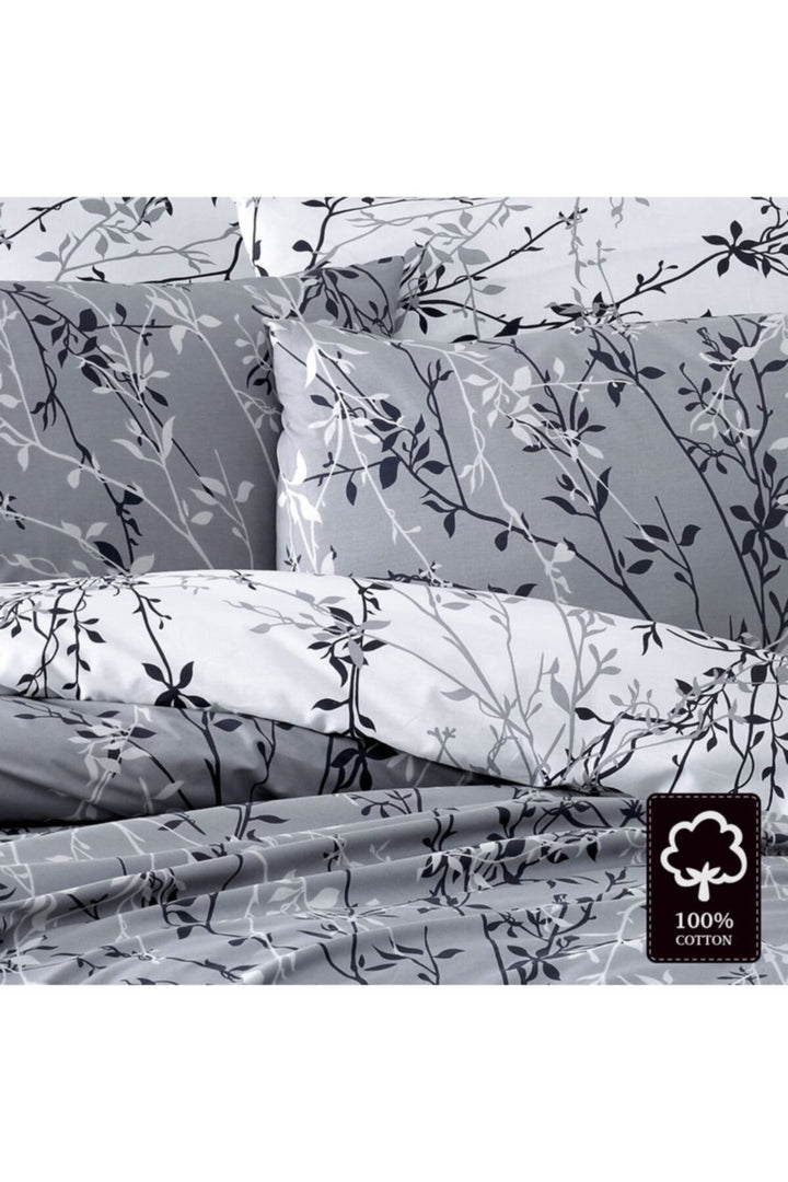 Maxhomen Ensemble de literie double Jardin Gris