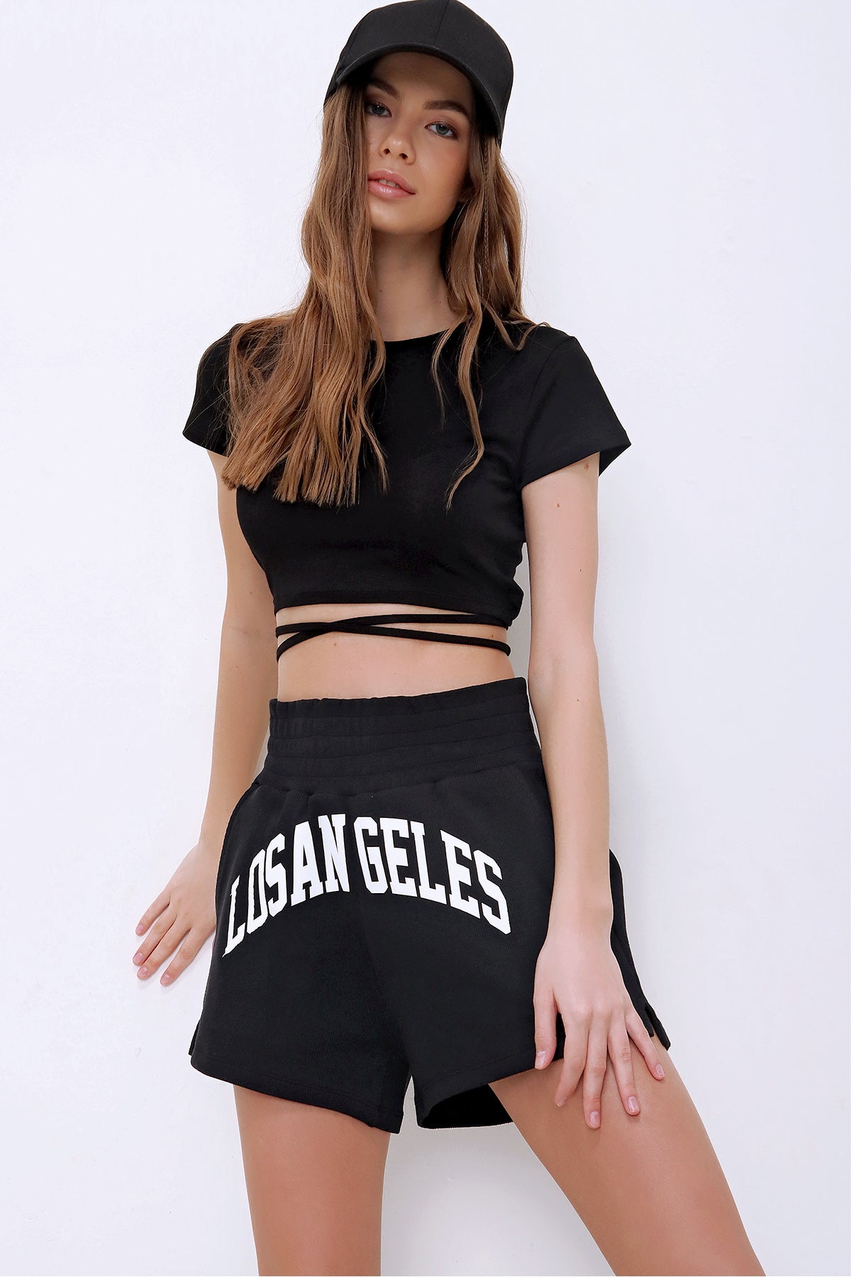 trend alaçati t-shirt col rond - noir