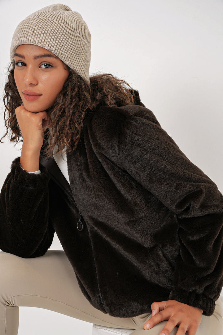 Bigdart 5091 Manteau doublé en fourrure avec capuche - Marron