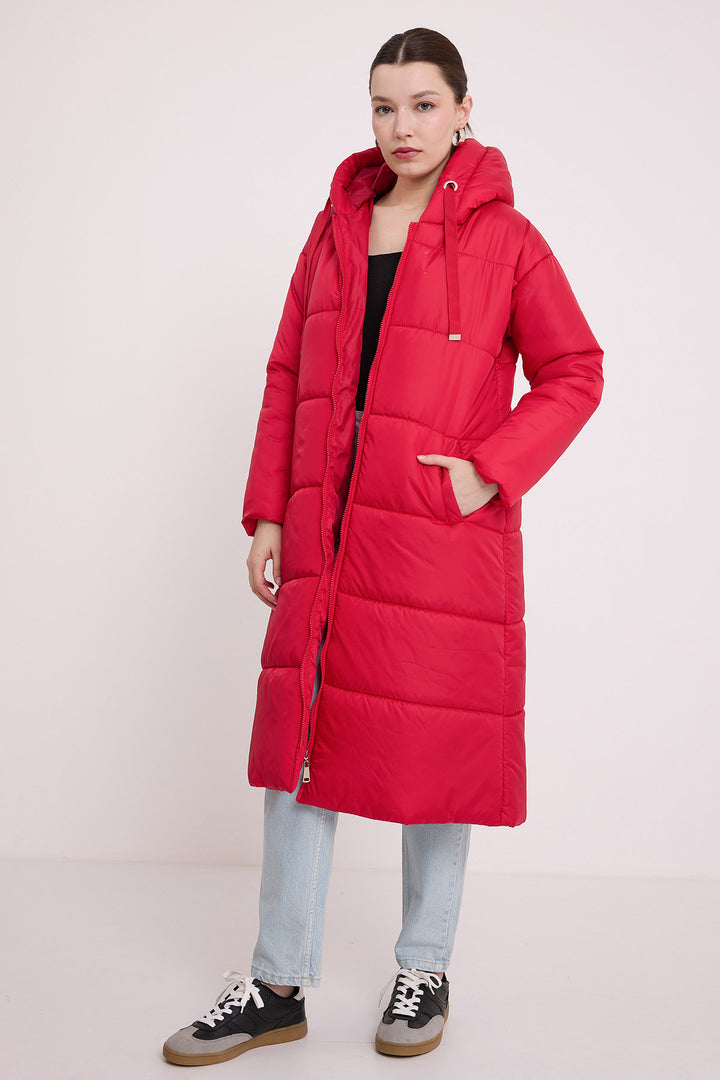 Bigdart Doudoune Longue à Capuche Rouge pour Femme 5120 - Rouge