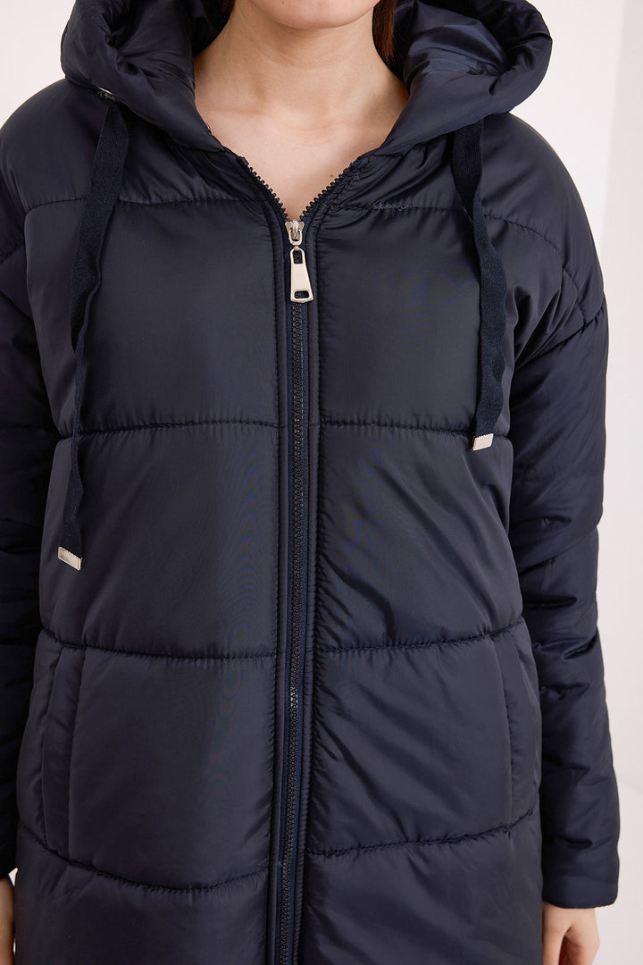 Bigdart Doudoune Longue à Capuche Bleu marine Femme 5120