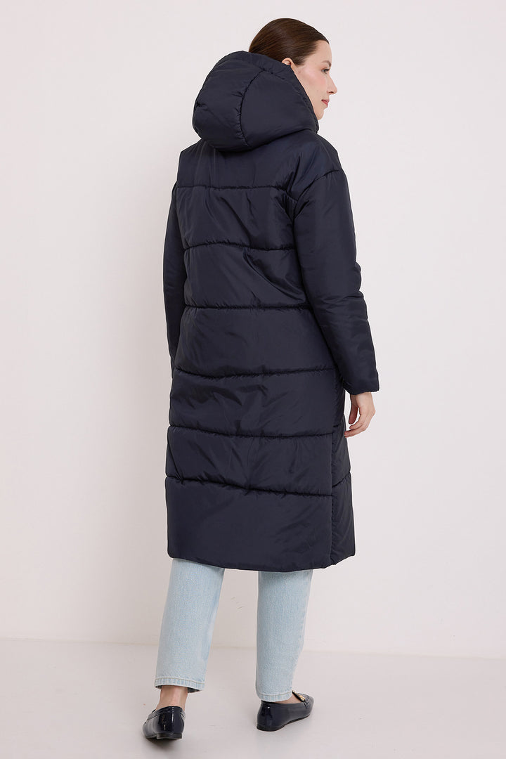 Bigdart Doudoune Longue à Capuche Bleu marine Femme 5120
