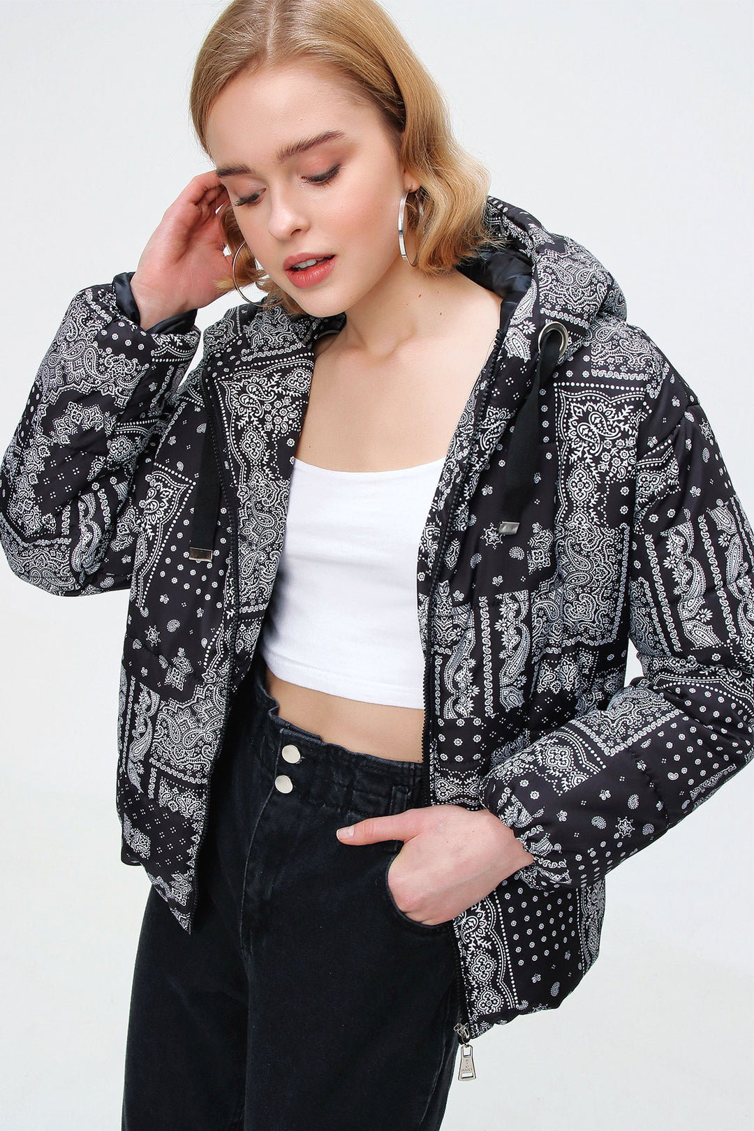 Bigdart 5125 Manteau en duvet à motifs - Noir - Noir - Noir - Blanc