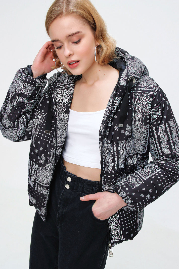 Bigdart 5125 Manteau en duvet à motifs - Noir - Noir - Noir - Blanc