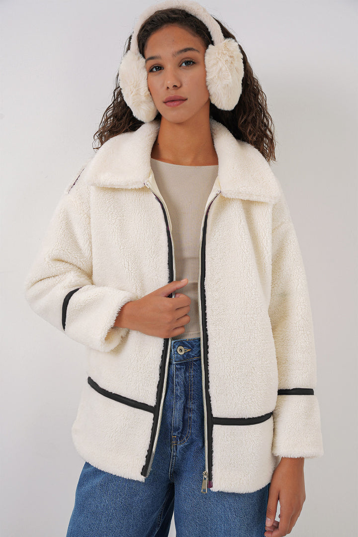 Bigdart 5173 Veste en peluche doublée - Écru