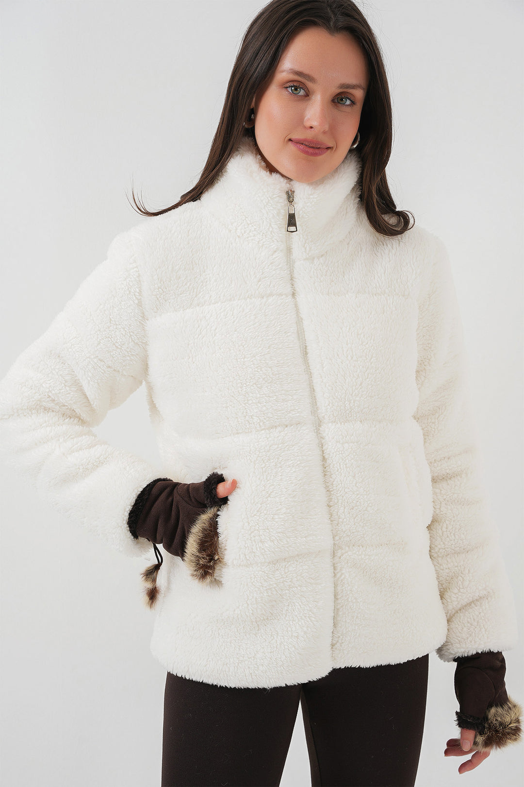 Bigdart 5178 Manteau en Peluche Doublé - Blanc