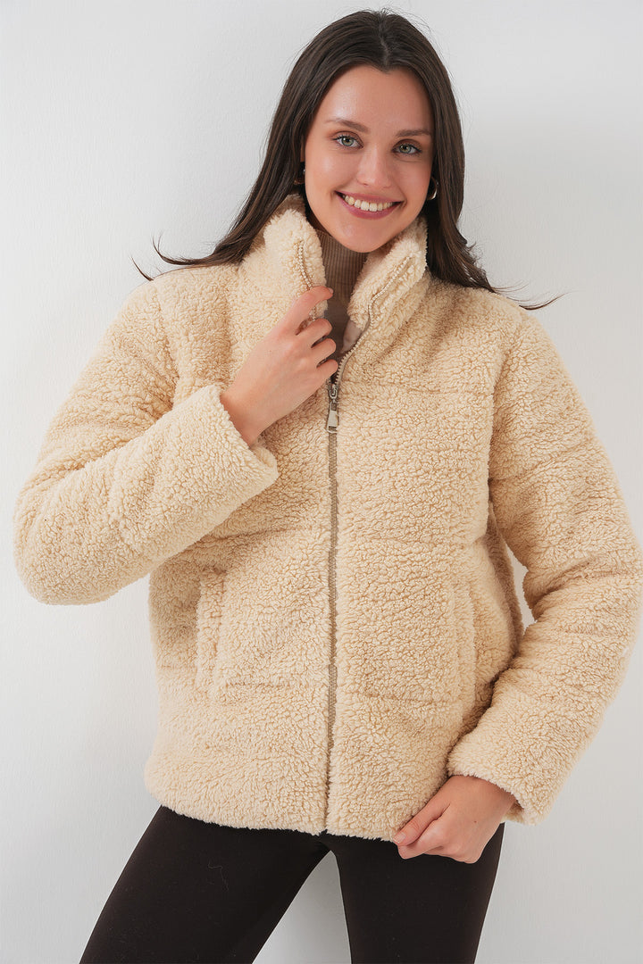 Bigdart Manteau Peluche Doublé 5178 - Crème