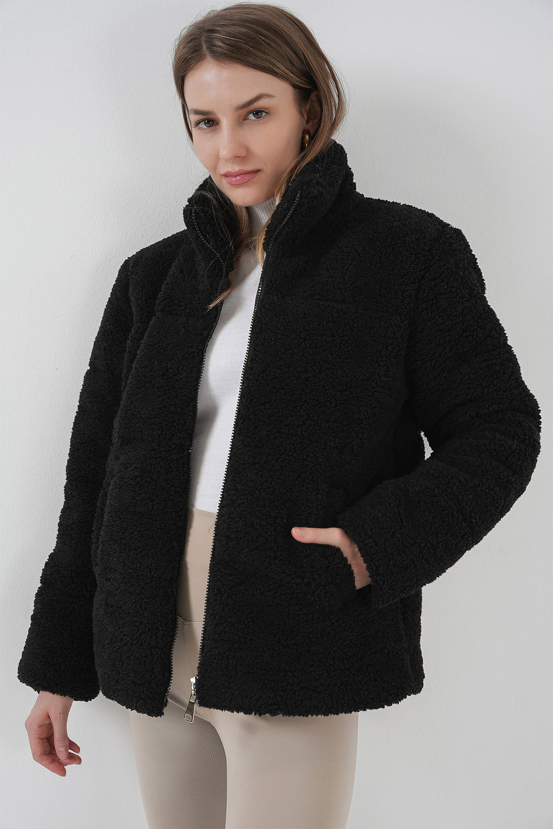 Bigdart 5178 Manteau en peluche doublé - Noir