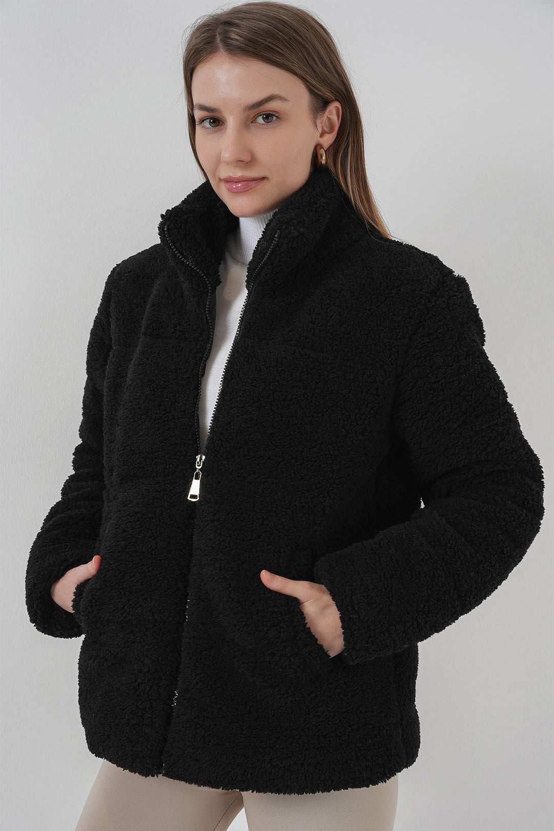 Bigdart 5178 Manteau en peluche doublé - Noir