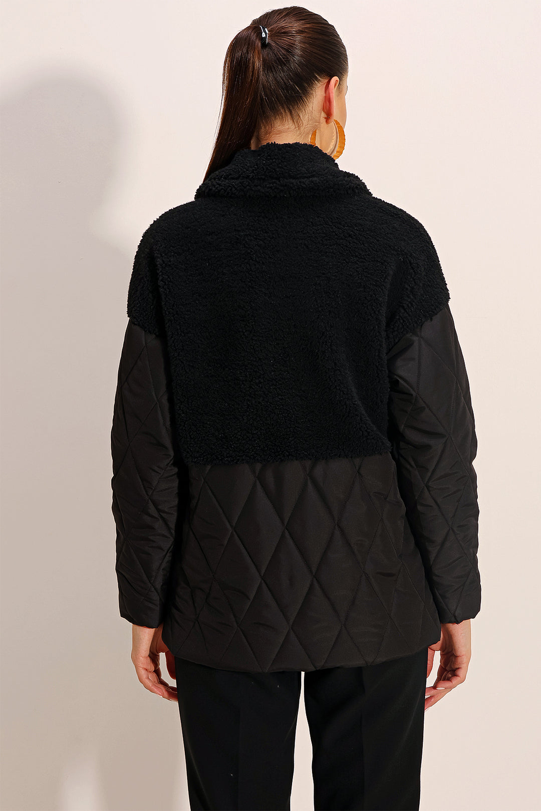 Bigdart 5182 Manteau gonflant oversize avec détails en peluche - Noir