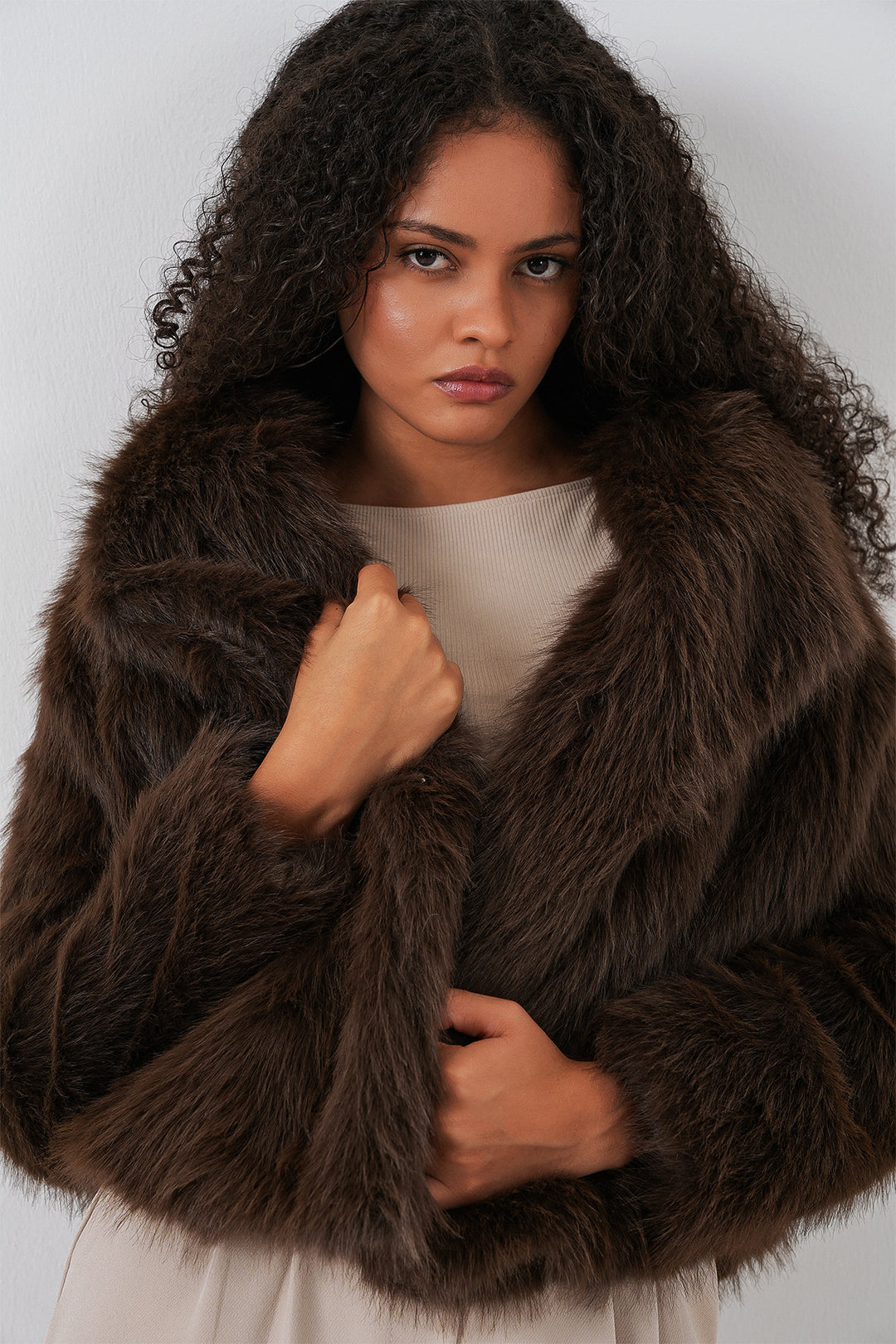 Bigdart Manteau en peluche croisé 5186 - Marron