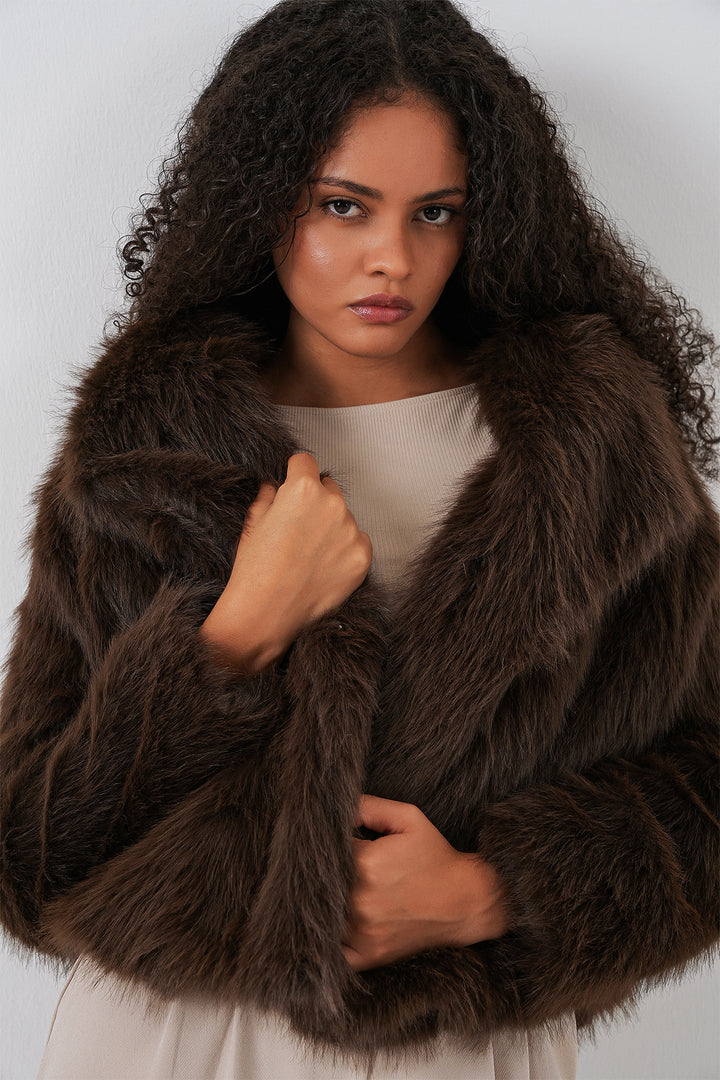 Bigdart Manteau en peluche croisé 5186 - Marron