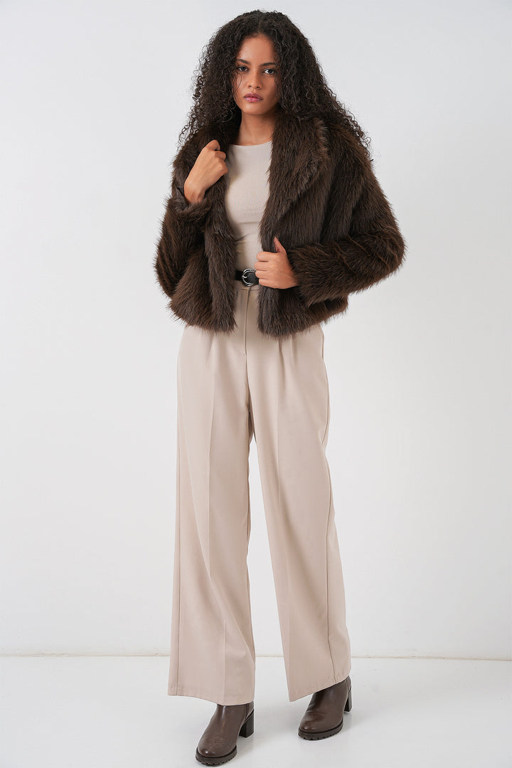 Bigdart Manteau en peluche croisé 5186 - Marron