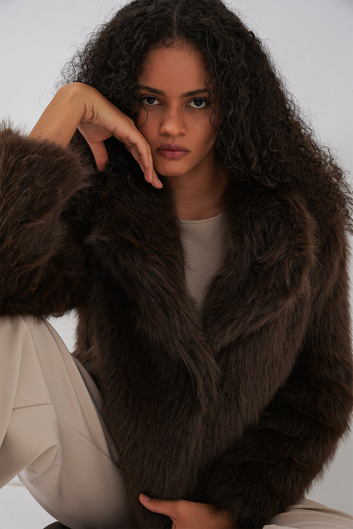 Bigdart Manteau en peluche croisé 5186 - Marron