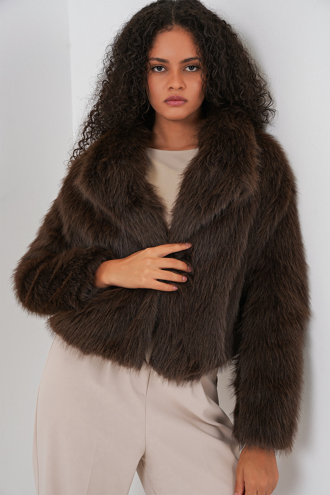 Bigdart Manteau en peluche croisé 5186 - Marron