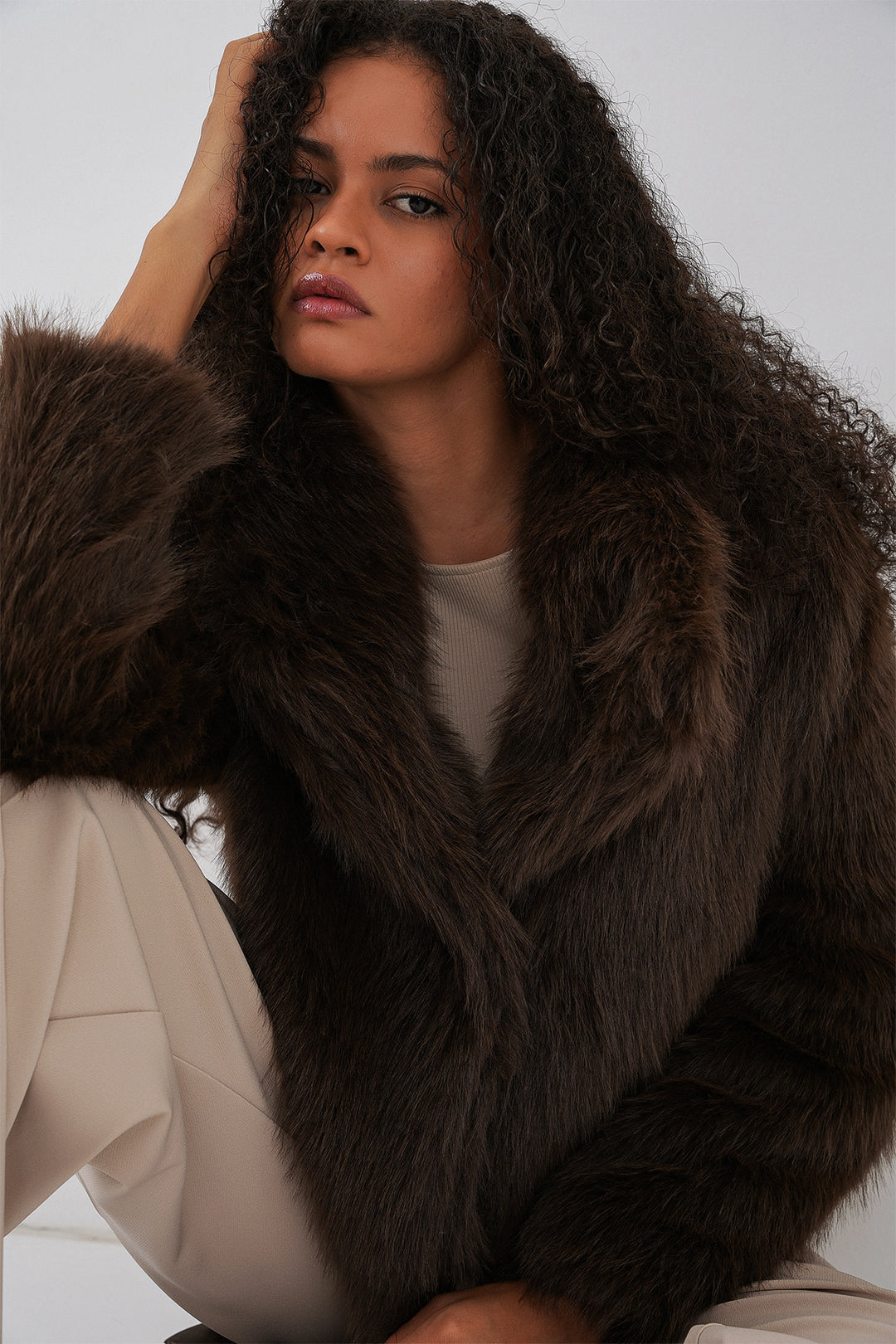 Bigdart Manteau en peluche croisé 5186 - Marron