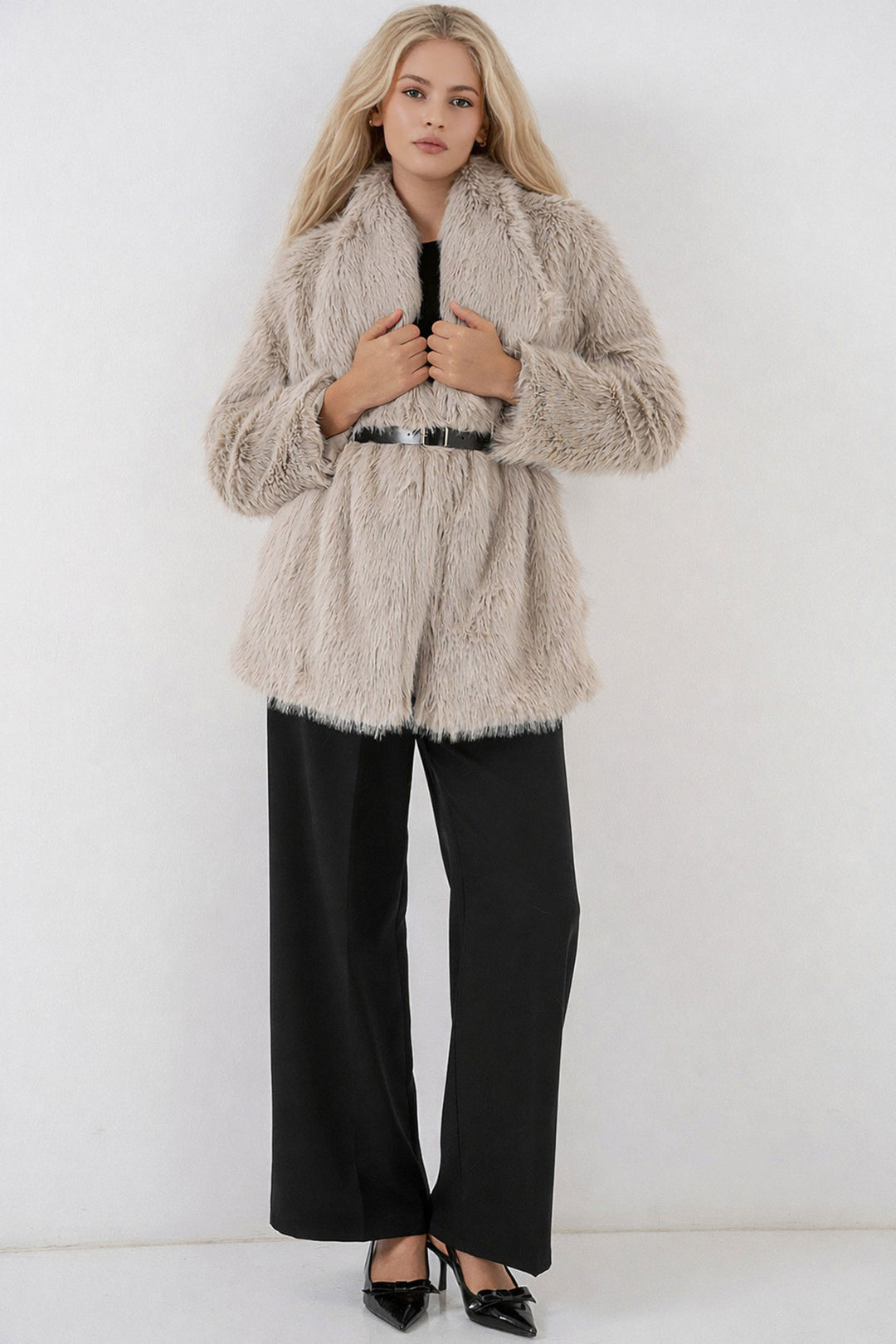 Bigdart 5186 Manteau en Peluche Croisé - Crème